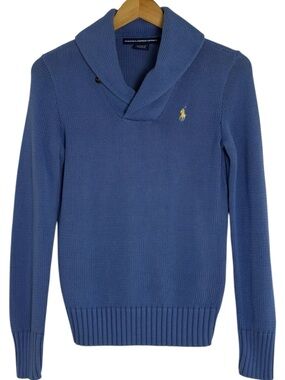 Vintage Ralph Lauren Sport Cotton Shawl-Collar Knit Sweater Size S